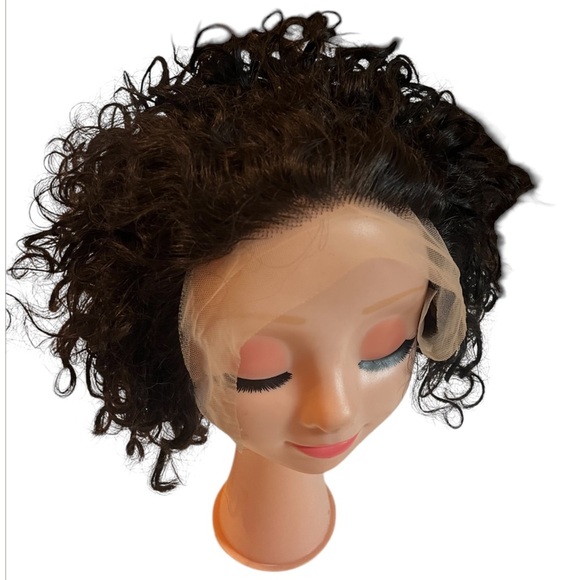Lace Front Brown Short Curly Wig - Picture 2 of 9